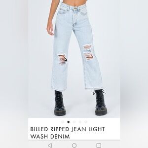 Princess Polly Light Blue Distressed Flare Jeans